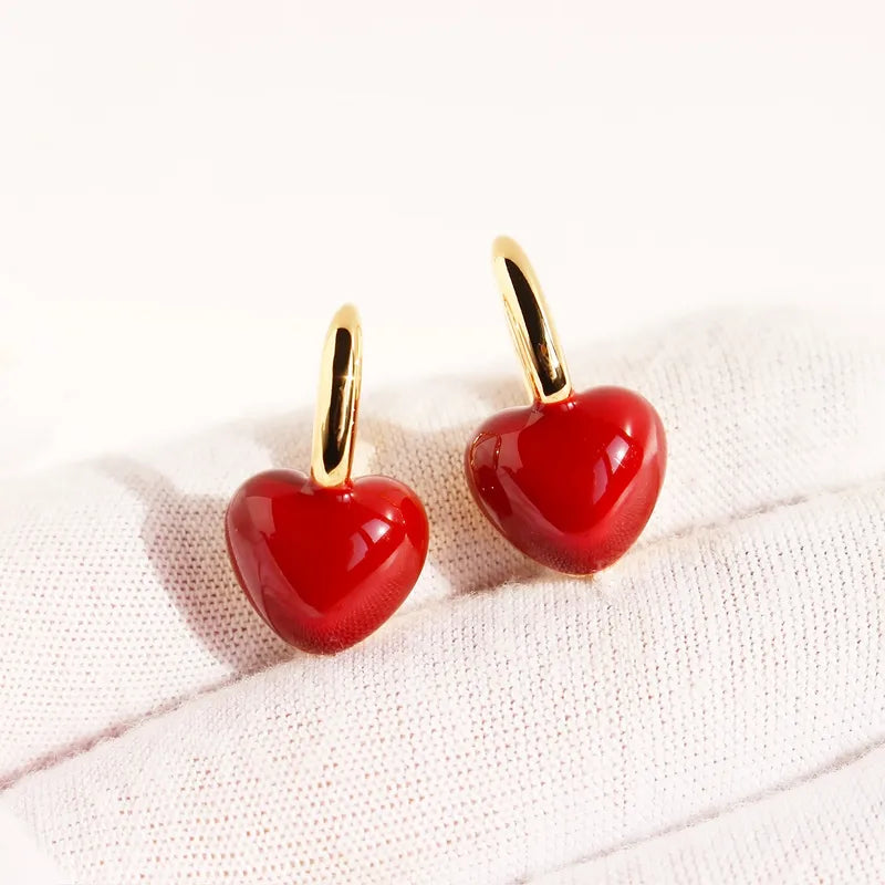Scarlet Heart Drop Earrings