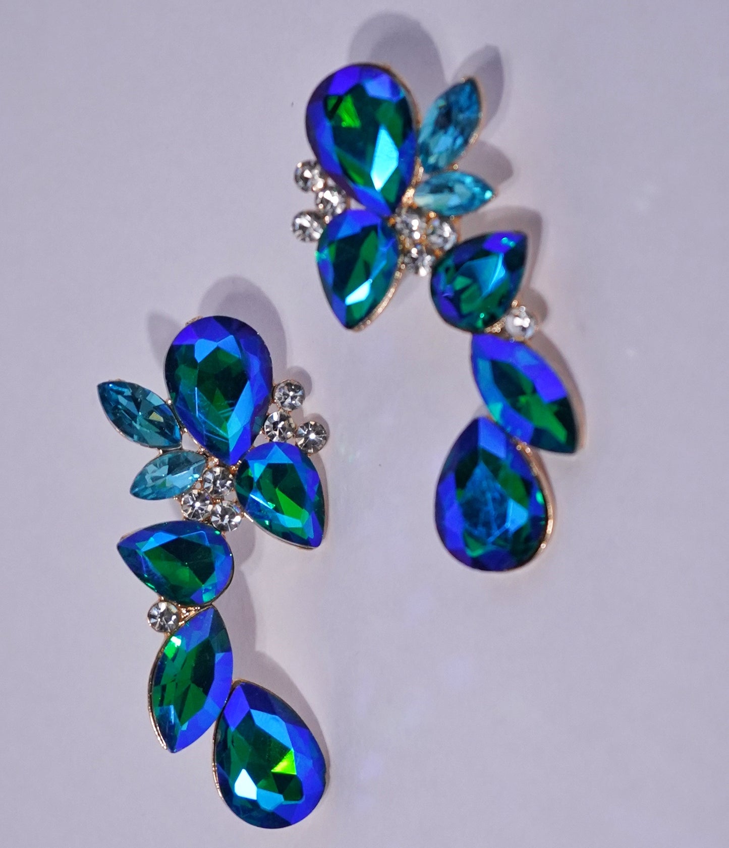Blue Rhine Stone Earings