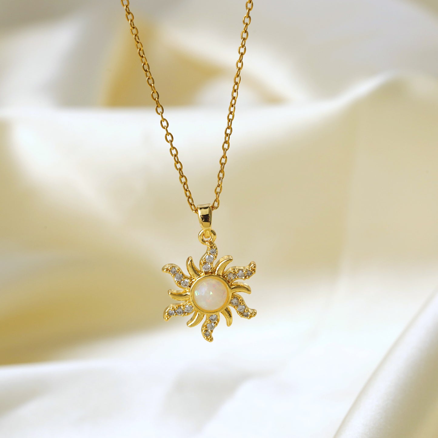 Golden Sunburst Opal Necklace