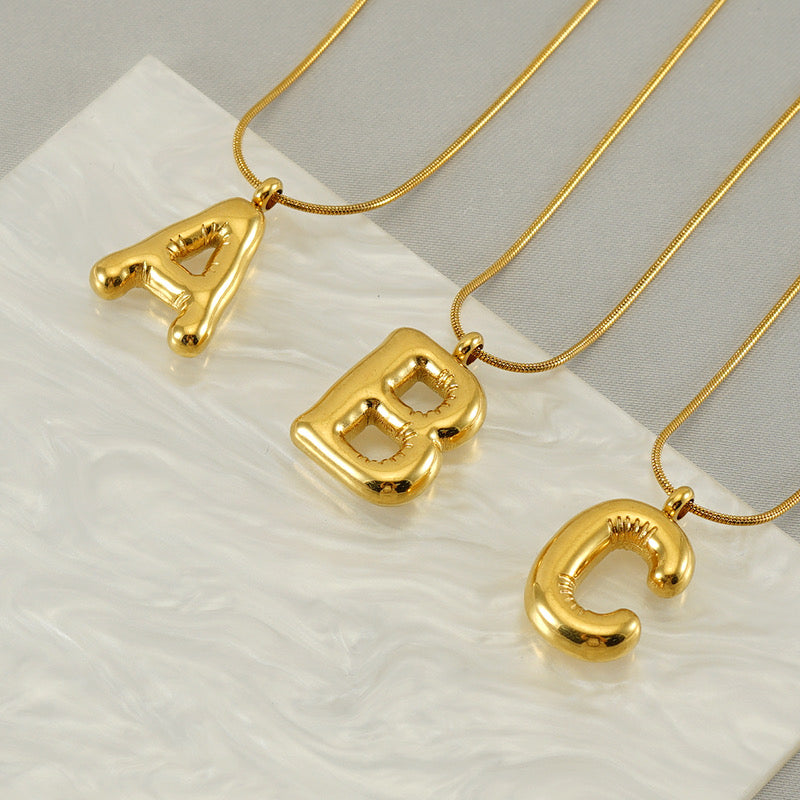 Gold Bubble Letter Pendant