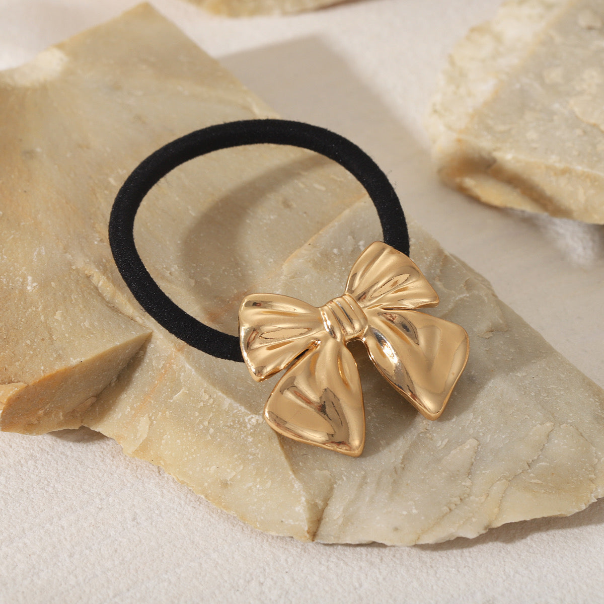 Golden Bow Charm Hair Tie