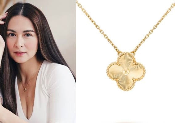 Gold 4 Leaf Necklace with Earrings Set