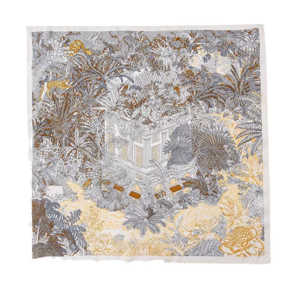 Head Scarf - White & Mustard