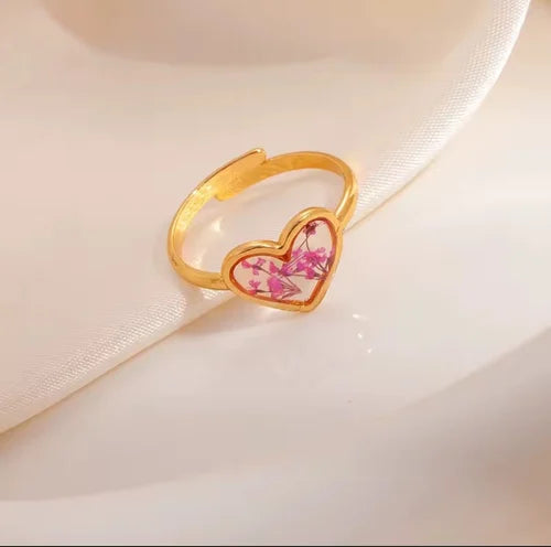 Blush Bloom Heart Adjustable Ring