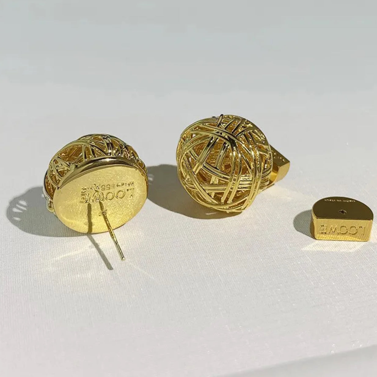 Golden Weave 18K Plated Stud Earrings – A Sculptural Masterpiece