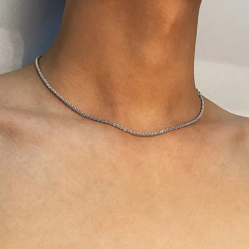 Silver Dainty Twist Rope Chain