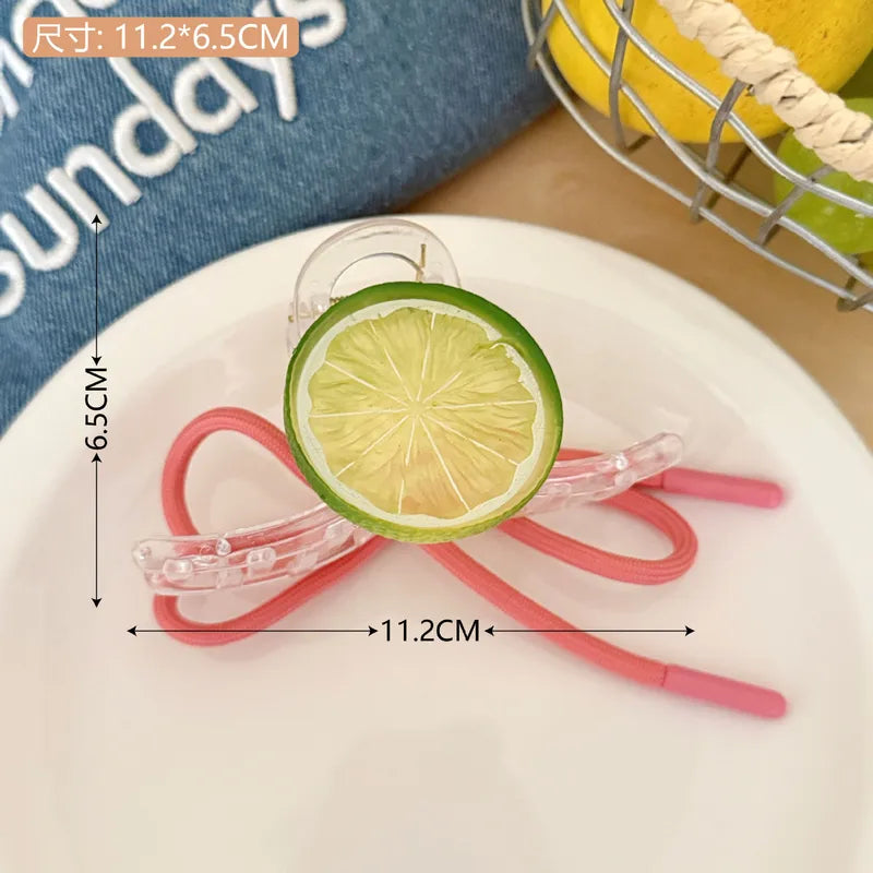 Lemon Slice Hair Claw with Pink Bow