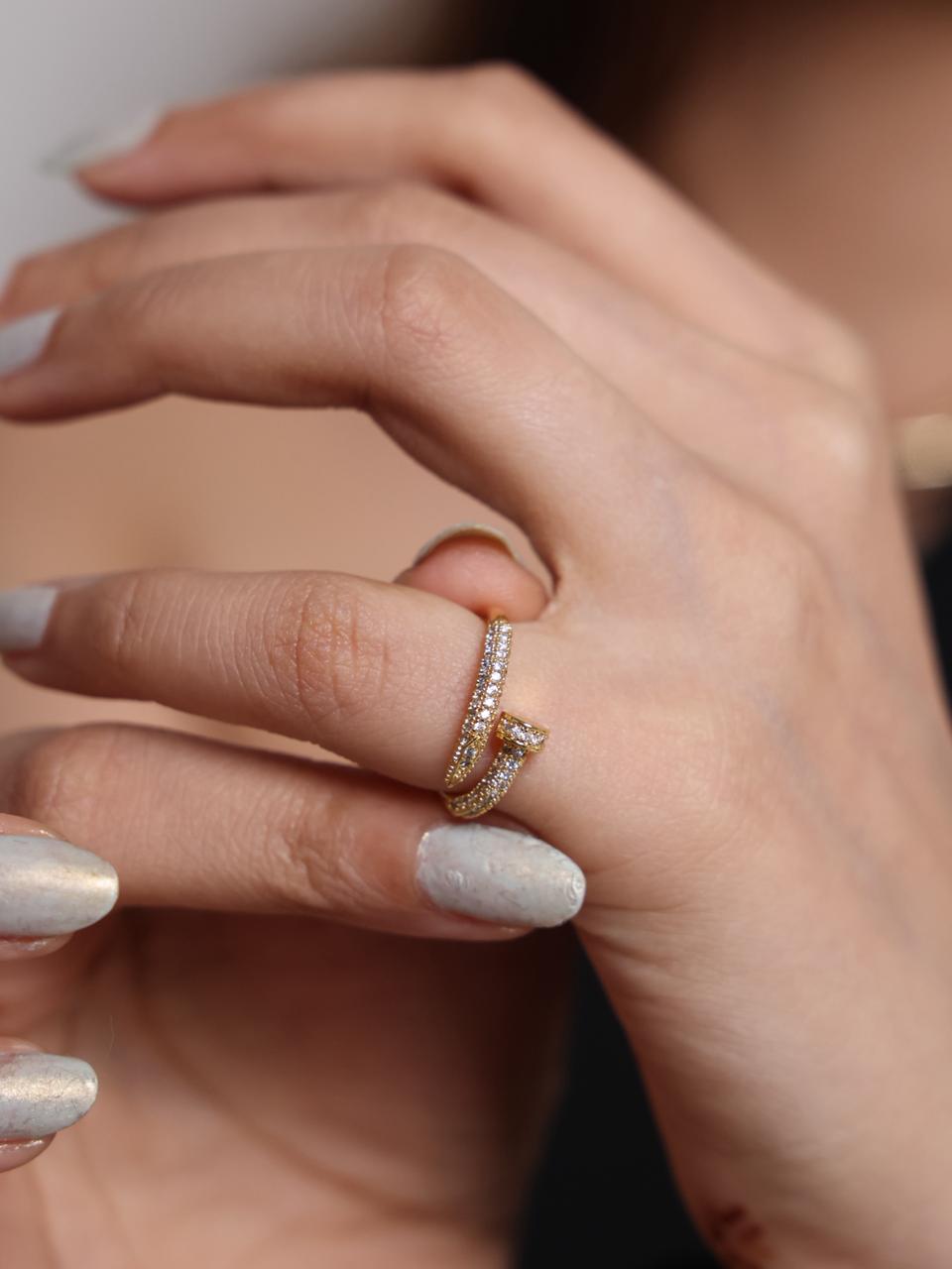 Tiffany-Style Gold-Plated Adjustable Ring