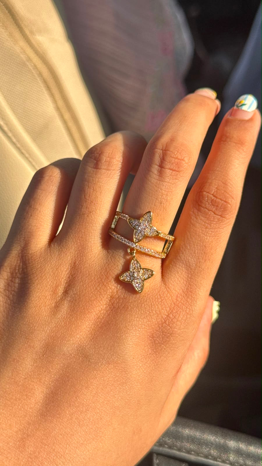 Clover Charm Statement Ring