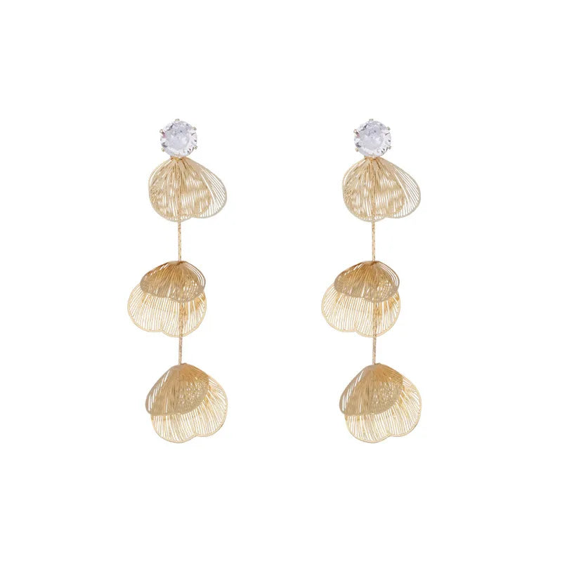 Metallic Leaves Drop Earrings - GOLD