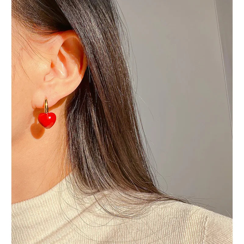 Scarlet Heart Drop Earrings
