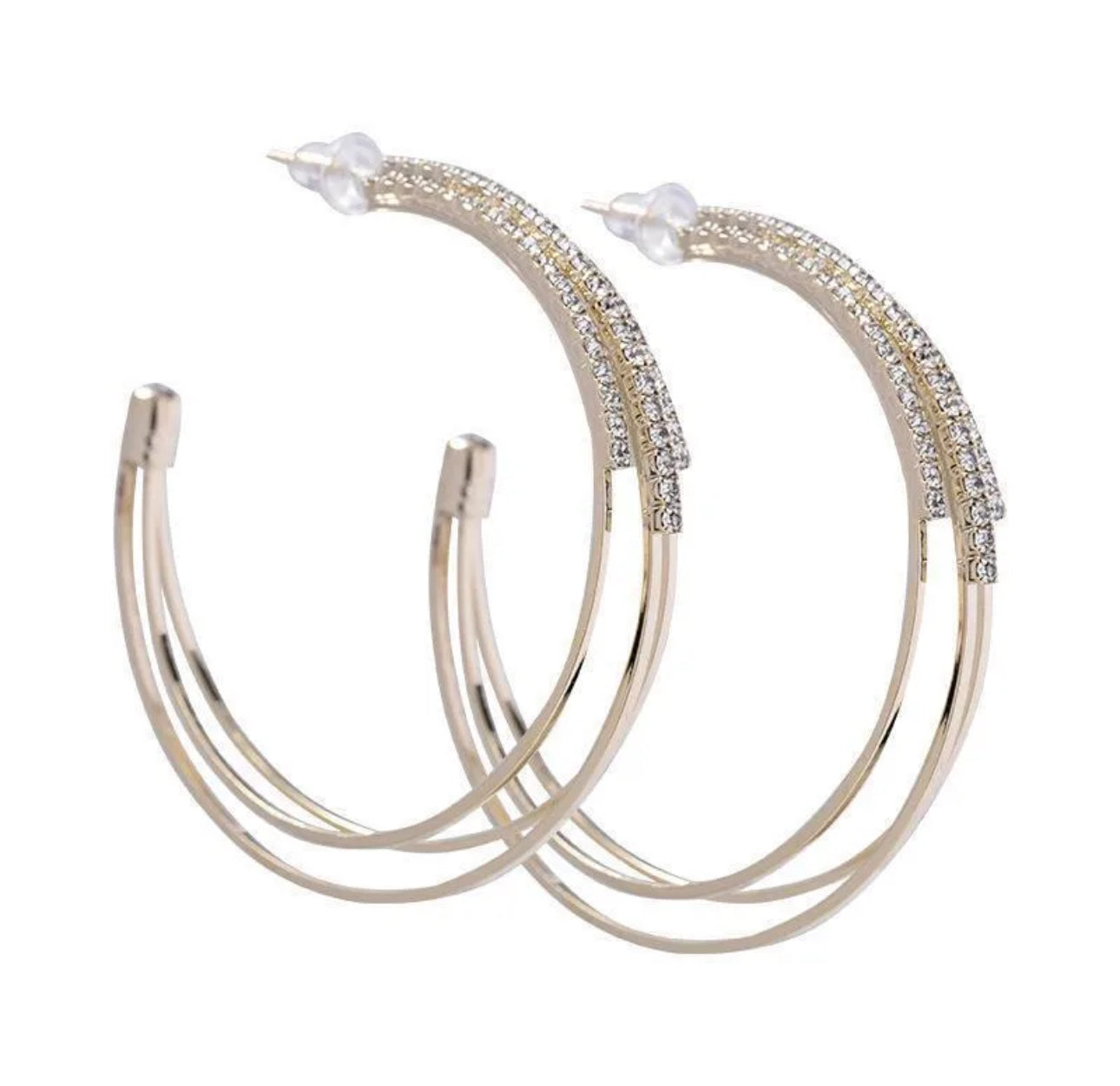 Glam Diamond Hoops- Silver