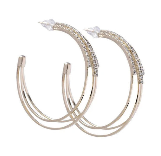 Glam Diamond Hoops- Silver
