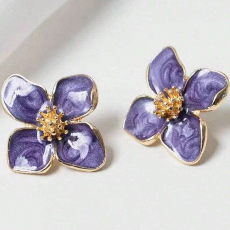 Purple Flower Studs