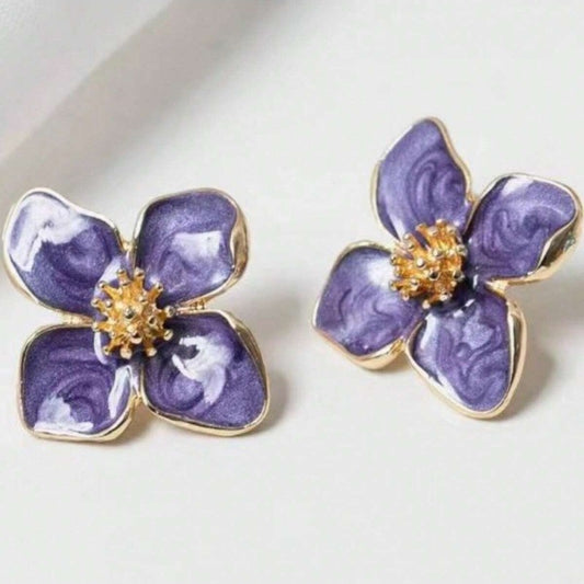 Purple Flower Studs
