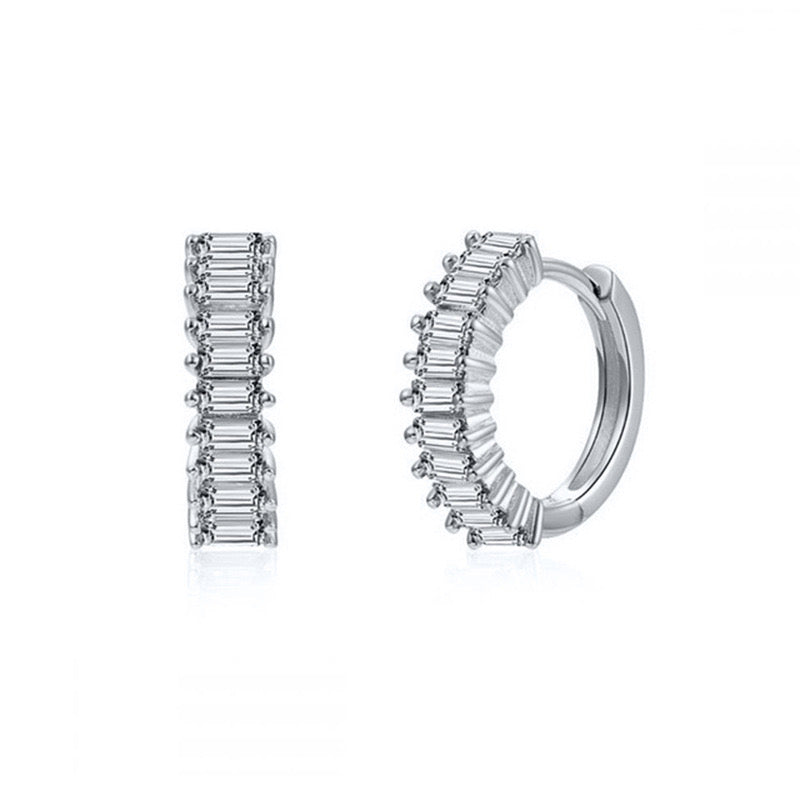 Silver Rhinestone Hoops