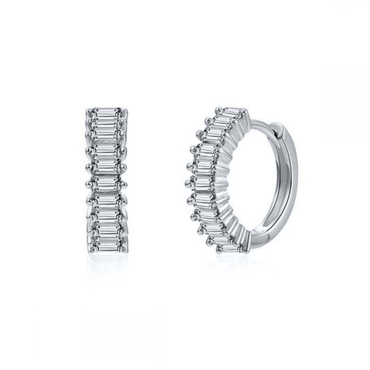 Silver Rhinestone Hoops