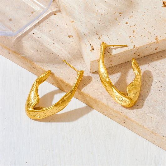 Celebrity Gold Crooked Hoops