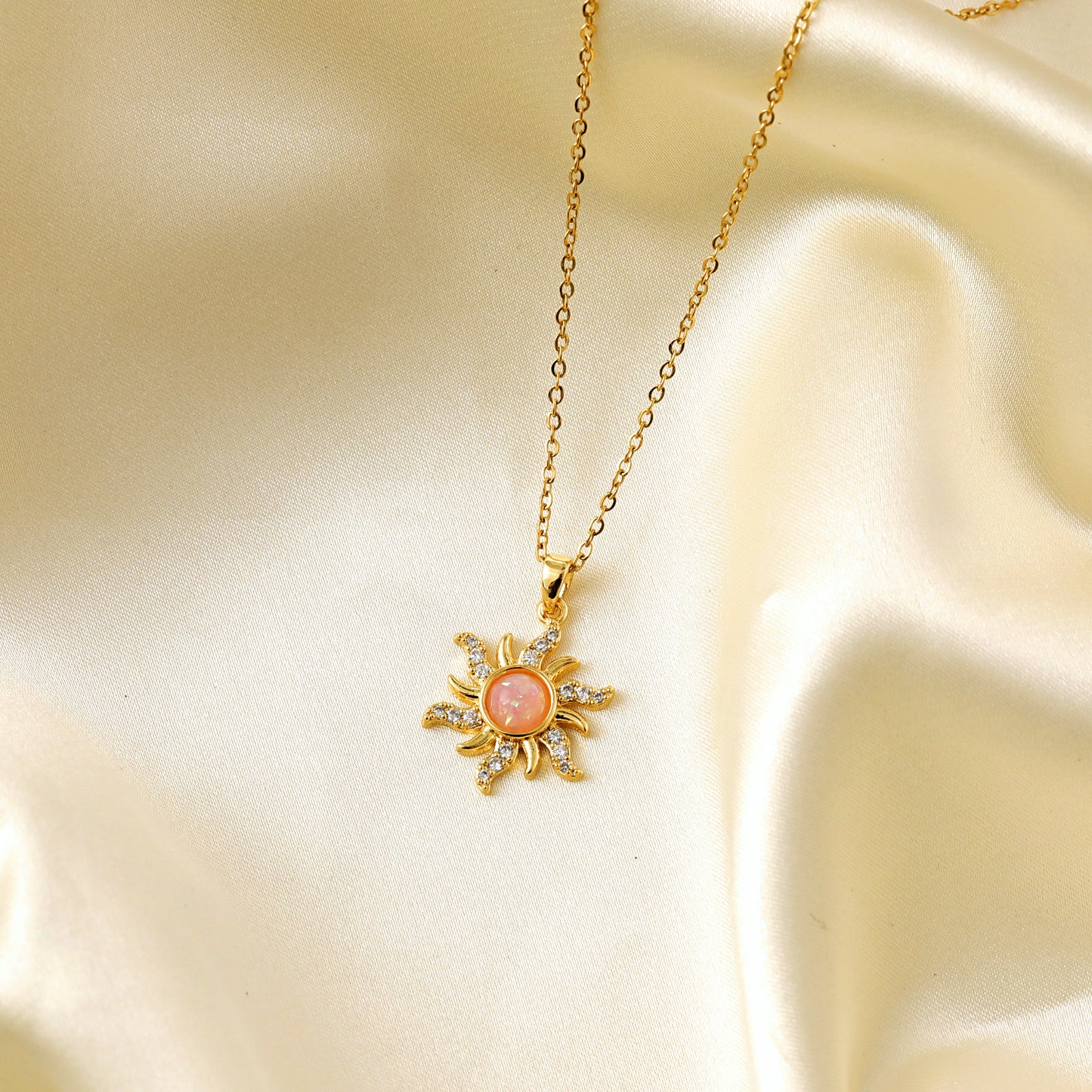 Golden Sunburst Opal Necklace