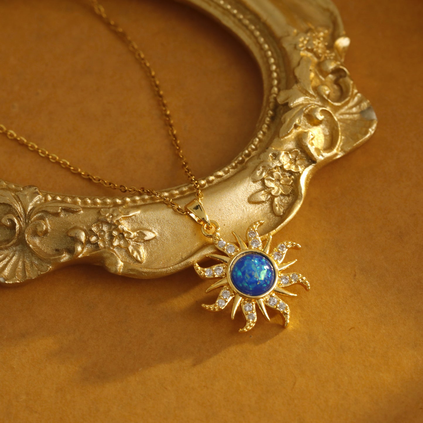 Golden Sunburst Opal Necklace