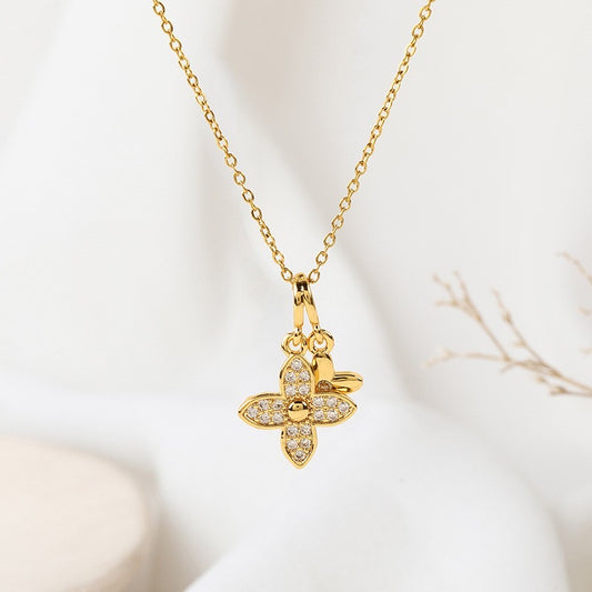 Golden Blossom Charm Necklace