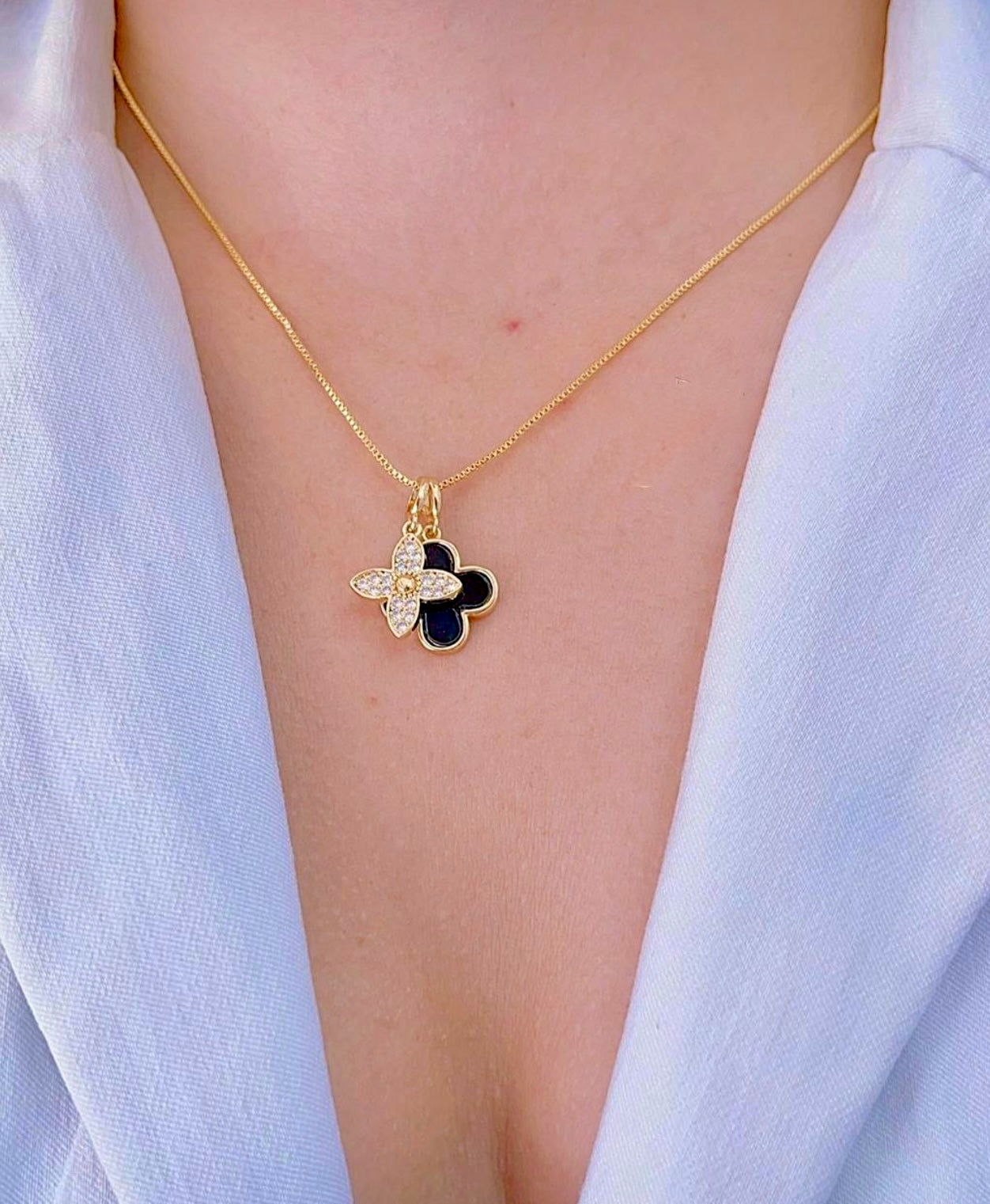 Midnight Clover Necklace