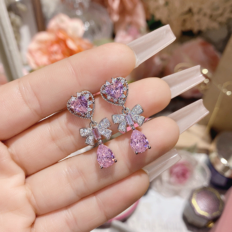Pink Sapphire Korean Earrings