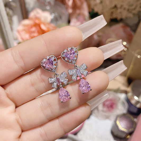 Pink Sapphire Korean Earrings