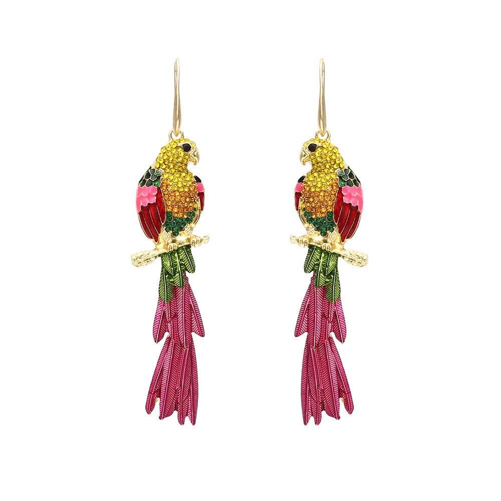 Tropical Parrot Dangle Earrings