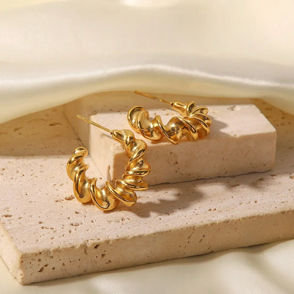 Gold Croissant Hoop Earrings (As Seen on Alia Bhatt)
