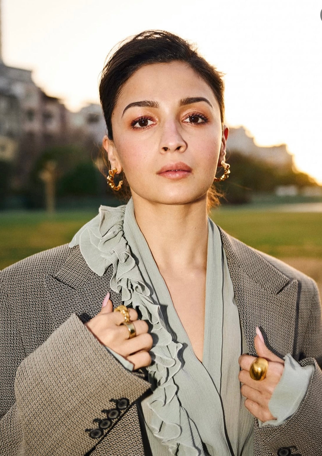 Gold Croissant Hoop Earrings (As Seen on Alia Bhatt)