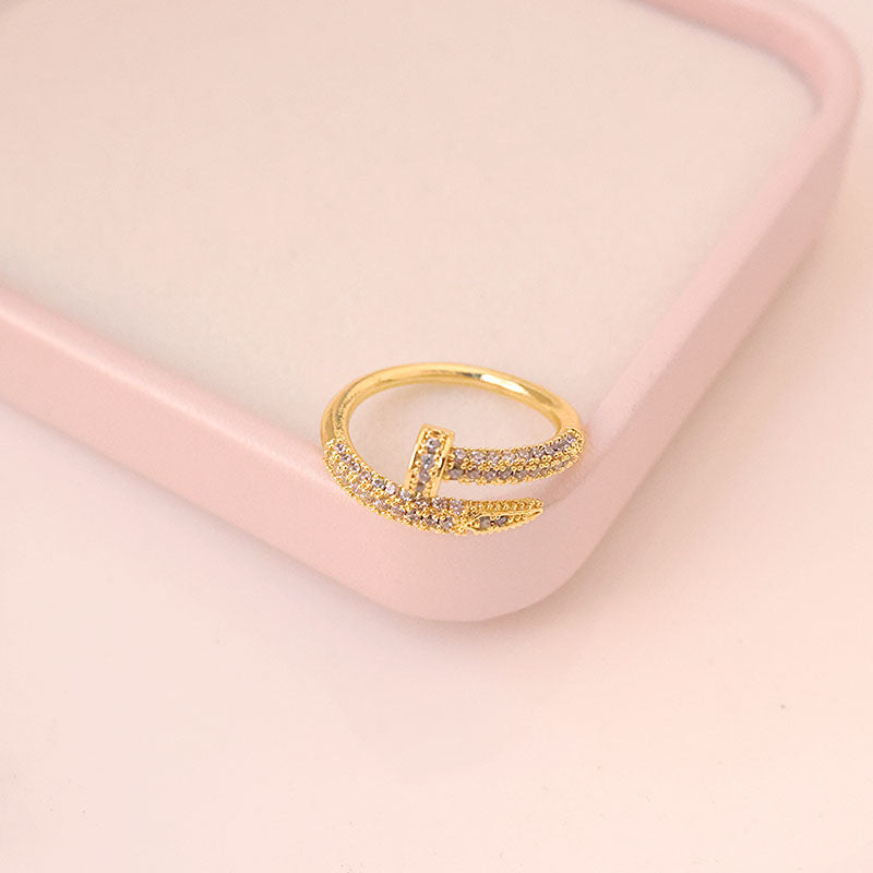Tiffany-Style Gold-Plated Adjustable Ring