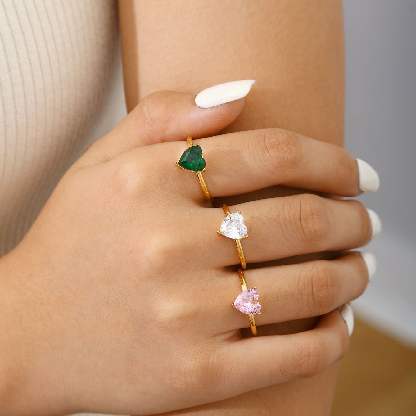 Pink Heart Solitaire Ring