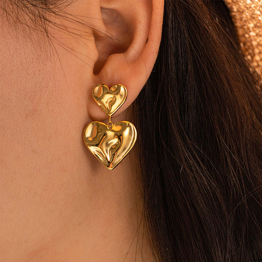 Golden Melting Heart Earrings