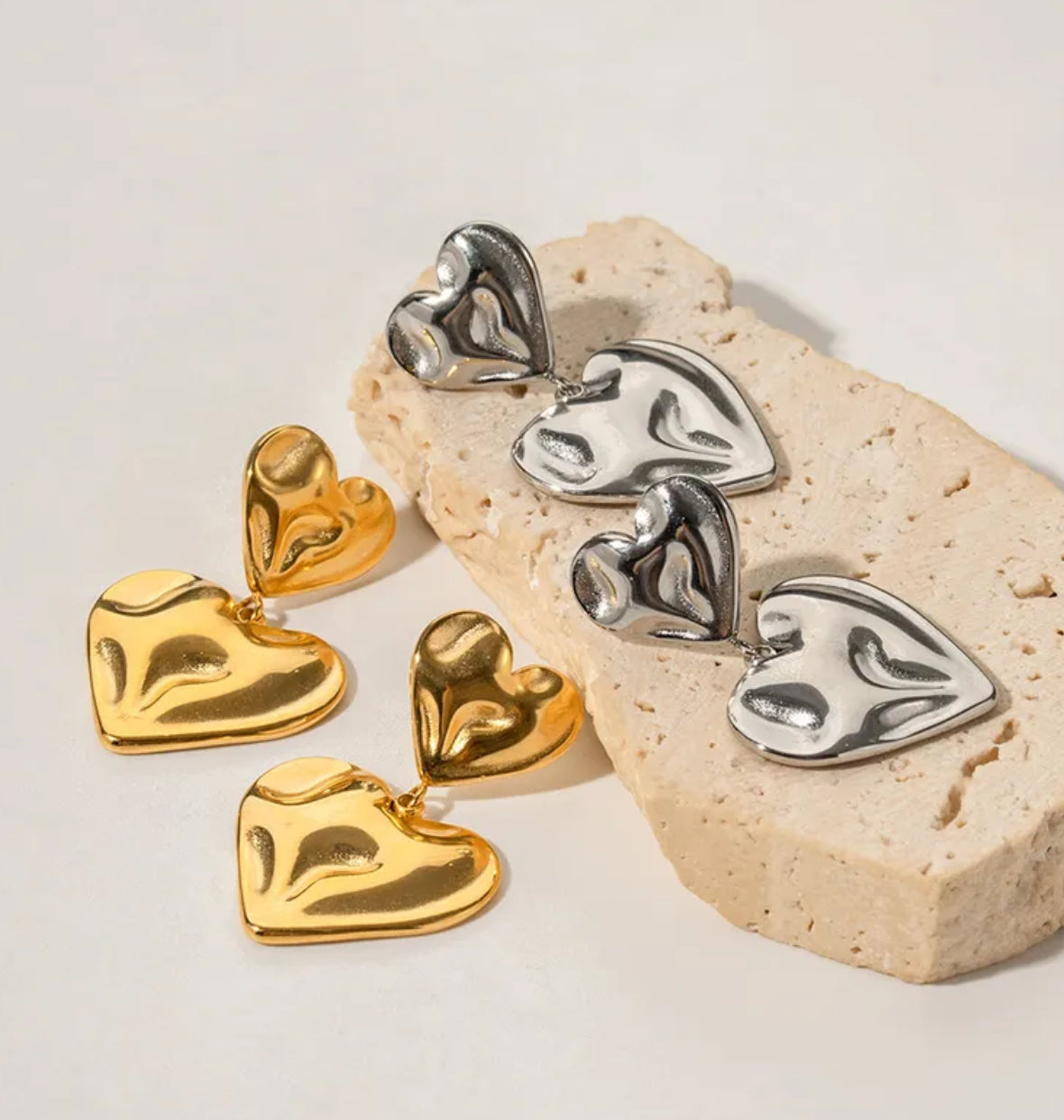 Golden Melting Heart Earrings
