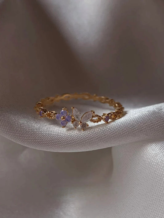 Demure Purple and Clear Ring