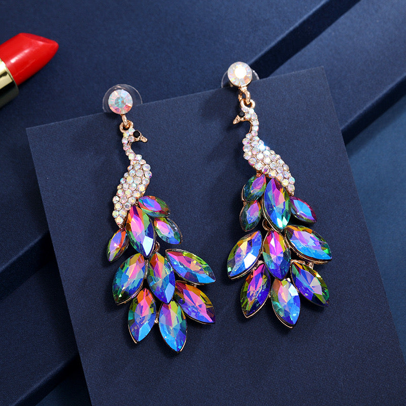Holographic Peacock Earings