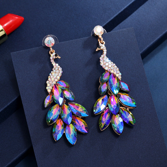 Holographic Peacock Earings