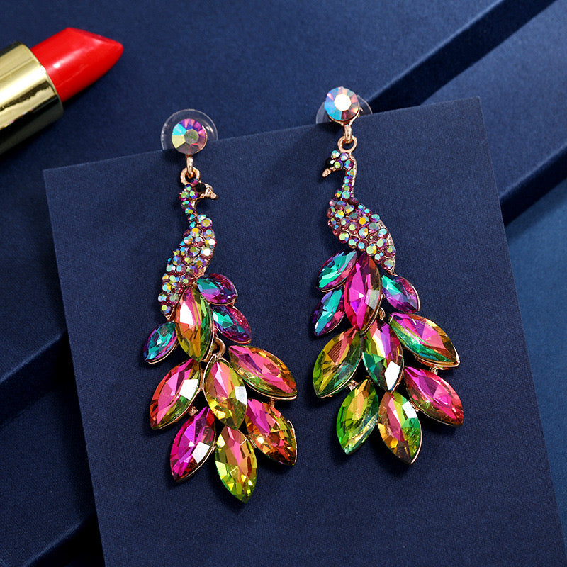 Holographic Peacock Earings