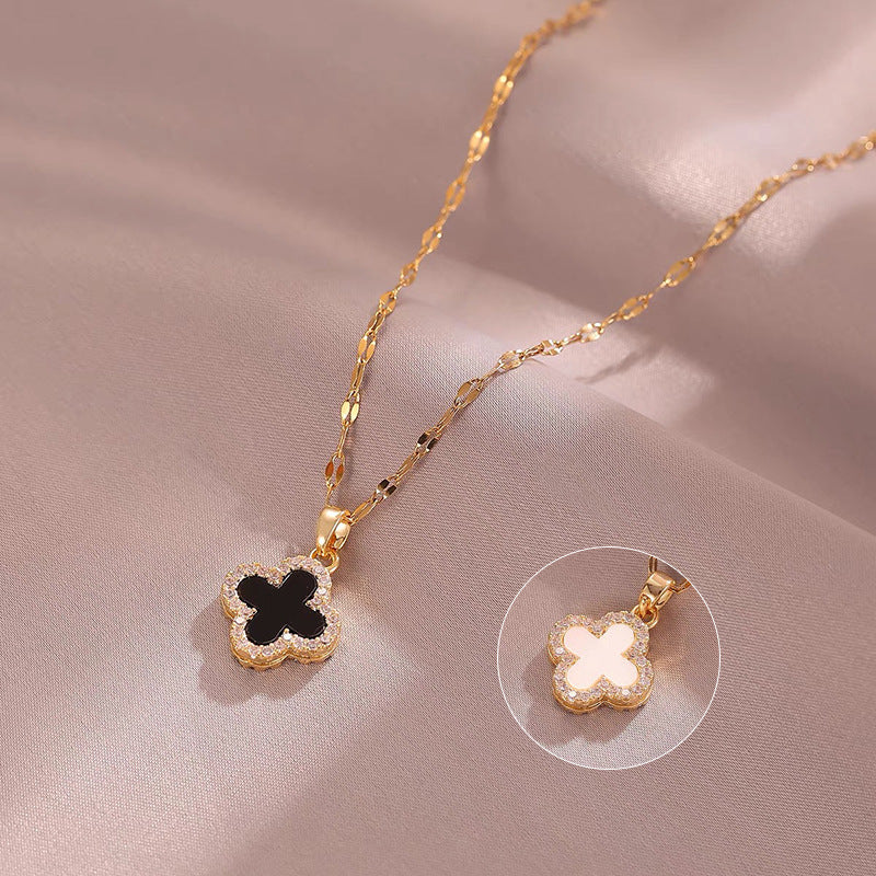 Clover Luxe Dual-Sided Pendant Necklace