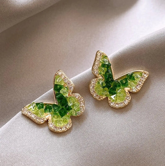 Emerald Flutter Butterfly Earrings