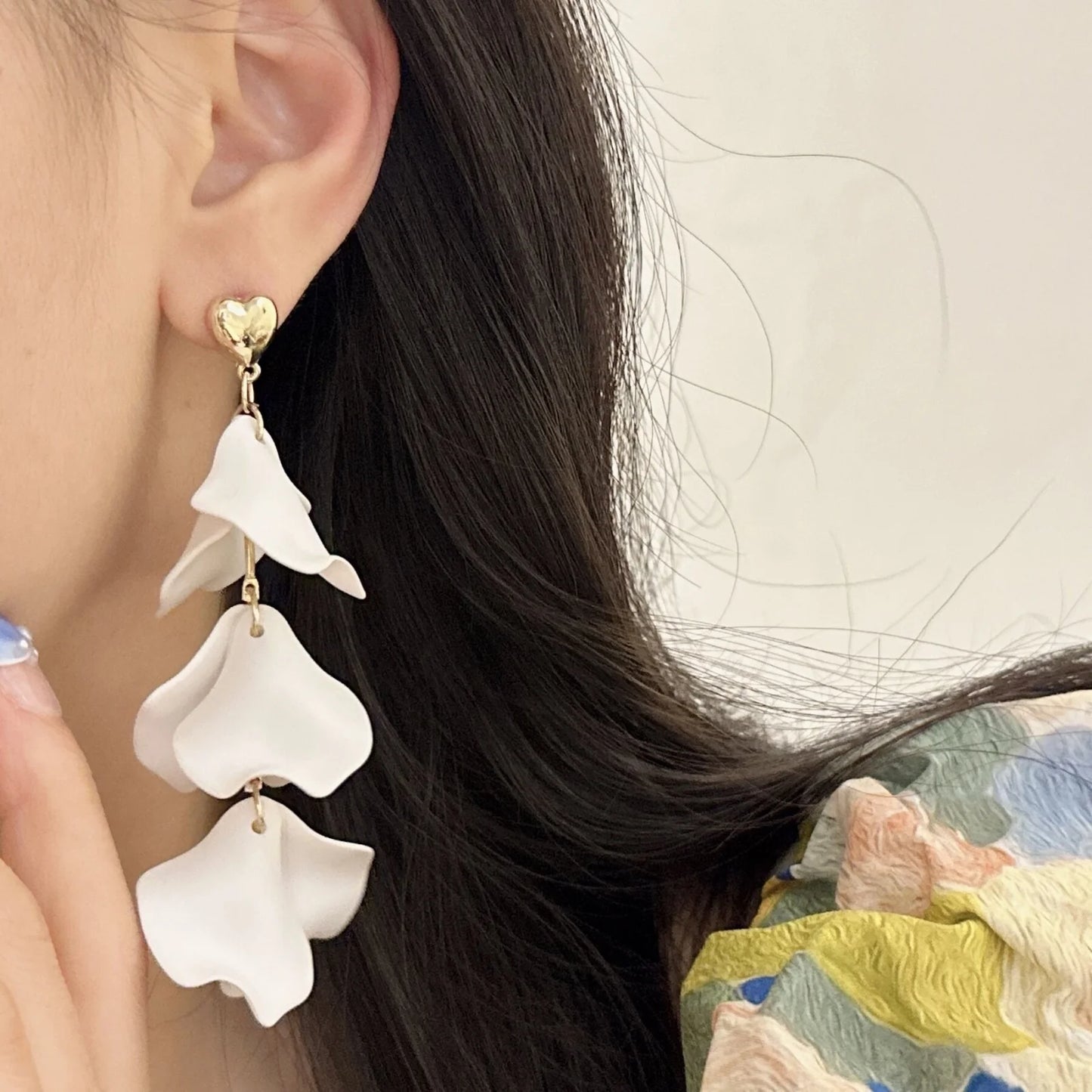 Ivory Petal Cascade Statement Earrings