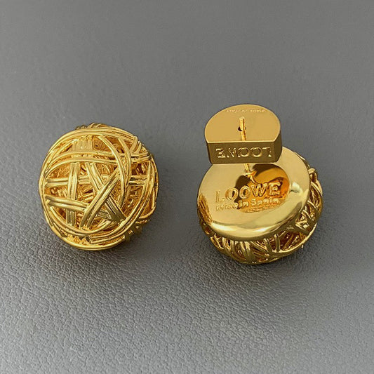 Golden Weave 18K Plated Stud Earrings – A Sculptural Masterpiece