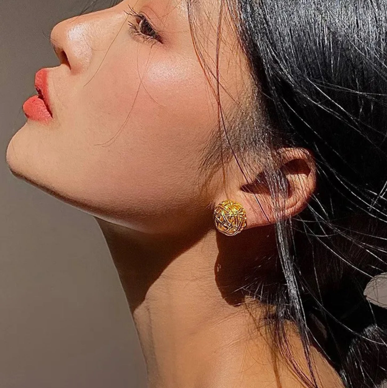 Golden Weave 18K Plated Stud Earrings – A Sculptural Masterpiece