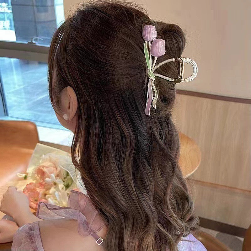 Purple Tulip Hair Claw