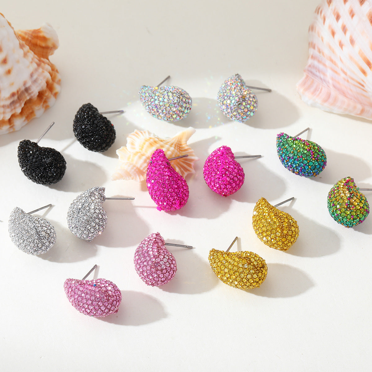 Crystal Teardrop Stud Earrings