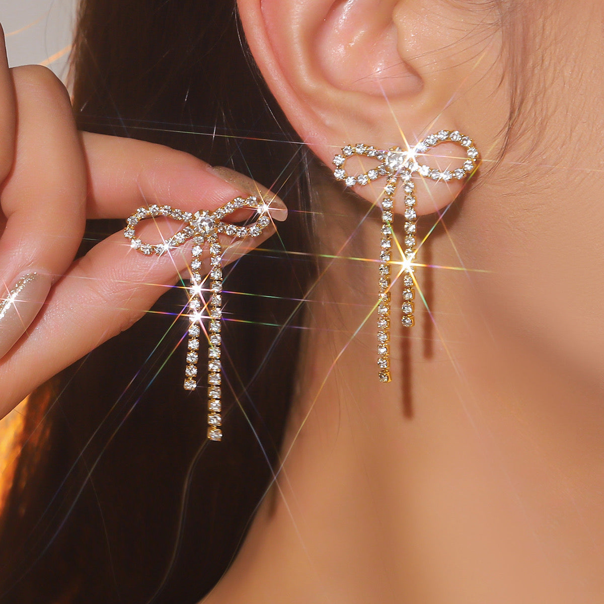 Diamond Bow Danglers
