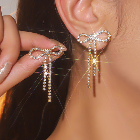Diamond Bow Danglers
