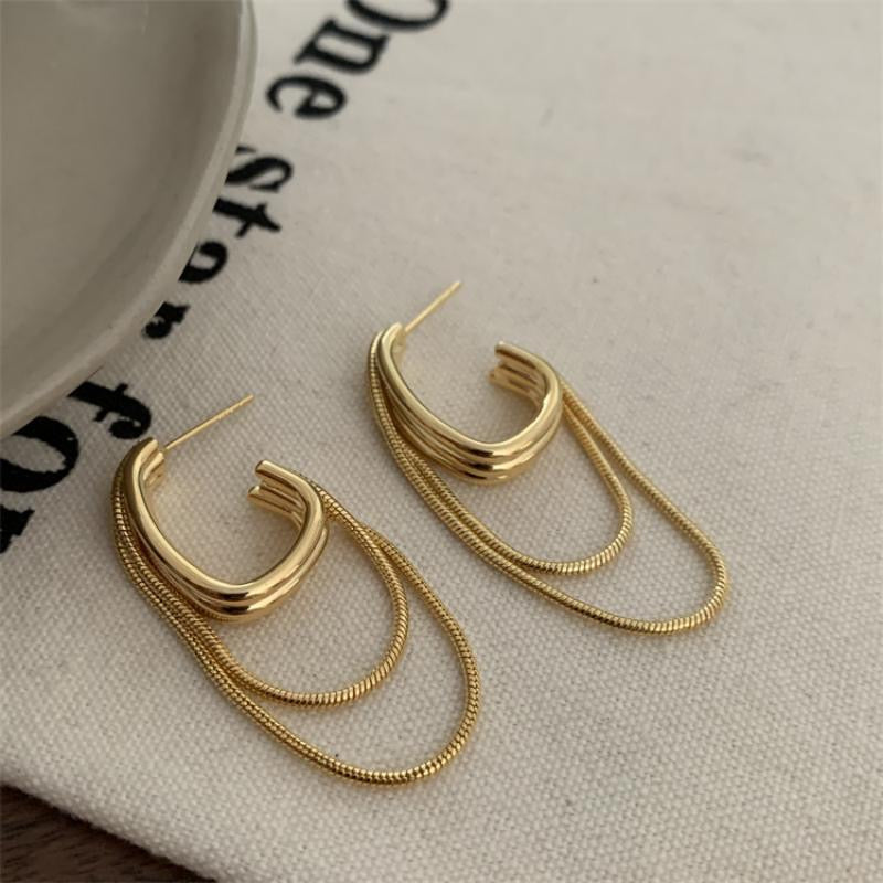 18K Gold-Plated Layered Hoop Earrings – Effortless Elegance