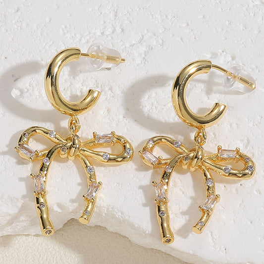 Golden Bow Elegance Earrings
